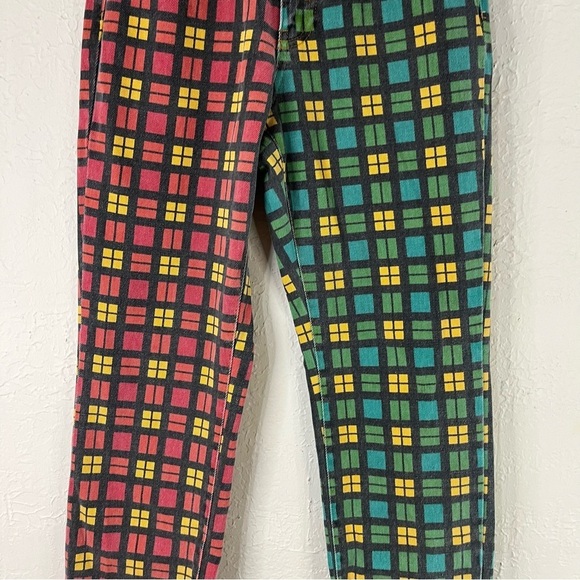 The Ragged Priest Hot Rod Mix Check Mom Jeans in Red & Green - Picture 9 of 15